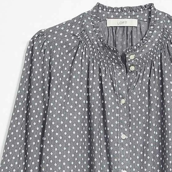 LOFT | Dotted Ruffle Collar Shirt - Picture 3 of 4